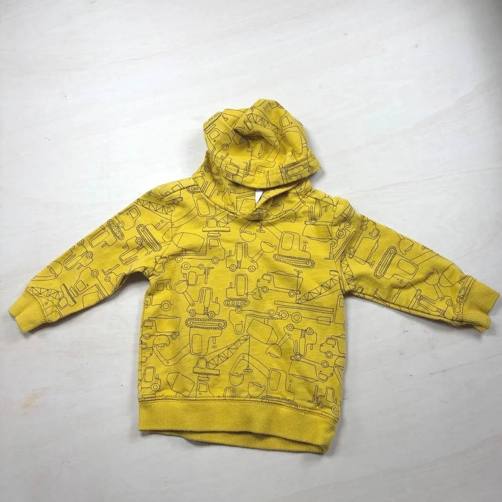 Carters Toddler Boys Yellow Construction Vehicle Print Hoodie 18M Pullover